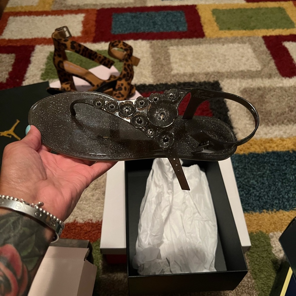 Used black Coach jelly sandals